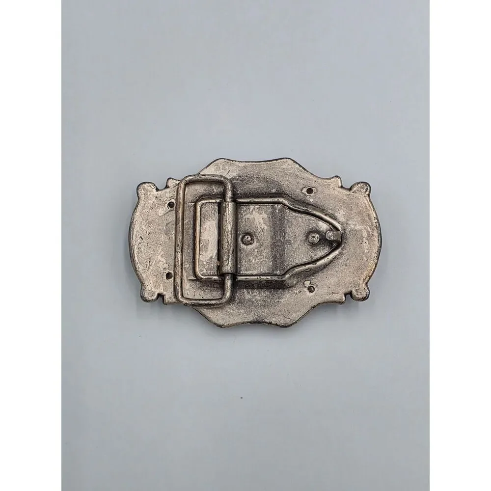 Western Belt Buckle Cow Hide Tan and White 2.5